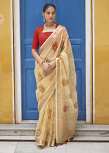 Load image into Gallery viewer, Light Brown Digital Print Tissue Silk Saree