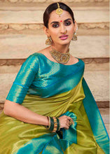 Load image into Gallery viewer, Avocado Green Woven Kanjivaram Silk Saree
