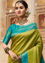 Load image into Gallery viewer, Avocado Green Woven Kanjivaram Silk Saree