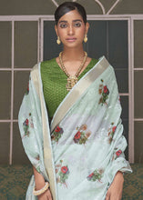 Load image into Gallery viewer, Baby Blue Digital Print Tissue Silk Saree