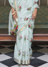 Load image into Gallery viewer, Baby Blue Digital Print Tissue Silk Saree