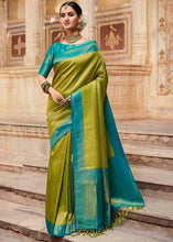 Load image into Gallery viewer, Avocado Green Woven Kanjivaram Silk Saree