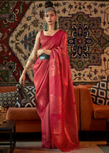 Load image into Gallery viewer, Rufous Red Copper Zari Handloom Weaving Silk Saree