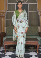 Load image into Gallery viewer, Baby Blue Digital Print Tissue Silk Saree