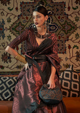 Load image into Gallery viewer, Charcoal Black Copper Zari Handloom Weaving Silk Saree