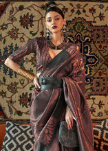 Load image into Gallery viewer, Charcoal Black Copper Zari Handloom Weaving Silk Saree