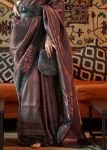 Load image into Gallery viewer, Charcoal Black Copper Zari Handloom Weaving Silk Saree