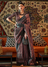 Load image into Gallery viewer, Charcoal Black Copper Zari Handloom Weaving Silk Saree