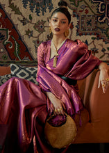 Load image into Gallery viewer, Chinese Purple Copper Zari Handloom Weaving Silk Saree