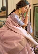 Load image into Gallery viewer, Nadeshiko Pink Zari Weaving Tissue Silk Saree with kalamkari Print Blouse