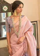 Load image into Gallery viewer, Nadeshiko Pink Zari Weaving Tissue Silk Saree with kalamkari Print Blouse