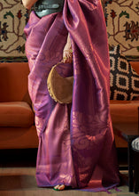 Load image into Gallery viewer, Chinese Purple Copper Zari Handloom Weaving Silk Saree