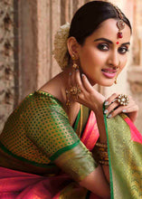 Load image into Gallery viewer, Cerise Pink Woven Kanjivaram Silk Saree
