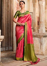 Load image into Gallery viewer, Cerise Pink Woven Kanjivaram Silk Saree