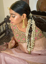 Load image into Gallery viewer, Sweet Pink Zari Weaving Tissue Silk Saree with kalamkari Print Blouse