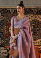 Load image into Gallery viewer, Flint Grey Copper Zari Handloom Weaving Silk Saree