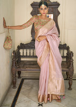 Load image into Gallery viewer, Sweet Pink Zari Weaving Tissue Silk Saree with kalamkari Print Blouse