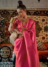 Load image into Gallery viewer, Hot Pink Copper Zari Handloom Weaving Silk Saree
