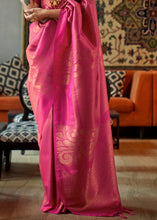 Load image into Gallery viewer, Hot Pink Copper Zari Handloom Weaving Silk Saree