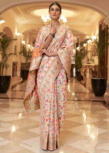 Load image into Gallery viewer, Parchment White Banarasi Jamawar Woven Silk Saree