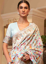Load image into Gallery viewer, Pastel Blue Banarasi Jamawar Woven Silk Saree