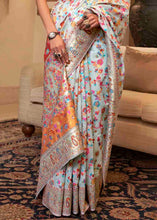 Load image into Gallery viewer, Pastel Blue Banarasi Jamawar Woven Silk Saree