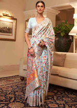 Load image into Gallery viewer, Pastel Blue Banarasi Jamawar Woven Silk Saree