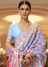 Load image into Gallery viewer, Cornflower Blue Banarasi Jamawar Woven Silk Saree