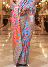 Load image into Gallery viewer, Cornflower Blue Banarasi Jamawar Woven Silk Saree
