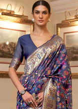 Load image into Gallery viewer, Admiral Blue Banarasi Jamawar Woven Silk Saree