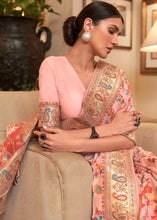 Load image into Gallery viewer, Peach Pink Banarasi Jamawar Woven Silk Saree