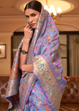 Load image into Gallery viewer, Electric Purple Banarasi Jamawar Woven Silk Saree