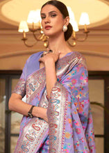 Load image into Gallery viewer, Electric Purple Banarasi Jamawar Woven Silk Saree