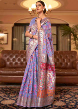 Load image into Gallery viewer, Electric Purple Banarasi Jamawar Woven Silk Saree