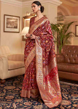 Load image into Gallery viewer, Sienna Brown Banarasi Jamawar Woven Silk Saree