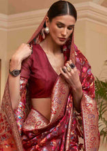Load image into Gallery viewer, Sienna Brown Banarasi Jamawar Woven Silk Saree