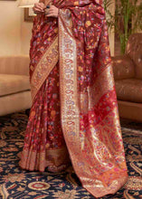 Load image into Gallery viewer, Sienna Brown Banarasi Jamawar Woven Silk Saree