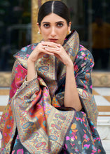 Load image into Gallery viewer, Anchor Grey Banarasi Jamawar Woven Silk Saree