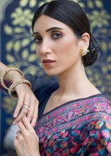 Load image into Gallery viewer, French Navy Blue Banarasi Jamawar Woven Silk Saree : Top Pick