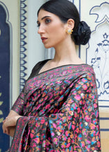 Load image into Gallery viewer, Midnight Black Banarasi Jamawar Woven Silk Saree : Top Pick