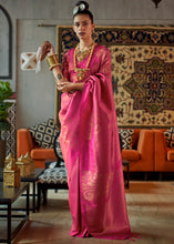Load image into Gallery viewer, Hot Pink Copper Zari Handloom Weaving Silk Saree