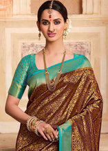 Load image into Gallery viewer, Coffee Brown Woven Kanjivaram Silk Saree