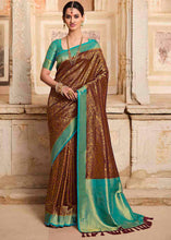 Load image into Gallery viewer, Coffee Brown Woven Kanjivaram Silk Saree