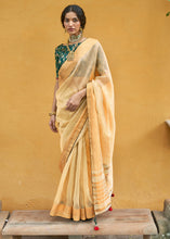 Load image into Gallery viewer, Blonde Yellow Soft Tissue Organza Silk Saree with Brocade Blouse
