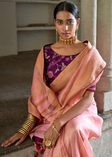 Load image into Gallery viewer, Rose Pink Soft Tissue Organza Silk Saree with Brocade Blouse