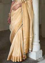 Load image into Gallery viewer, Cream Yellow Soft Tissue Organza Silk Saree with Brocade Blouse