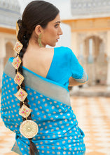 Load image into Gallery viewer, Dodger Blue Woven Georgette Silk Saree