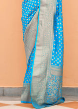 Load image into Gallery viewer, Dodger Blue Woven Georgette Silk Saree