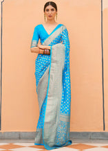 Load image into Gallery viewer, Dodger Blue Woven Georgette Silk Saree