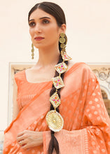 Load image into Gallery viewer, Cantaloupe Orange Woven Georgette Silk Saree